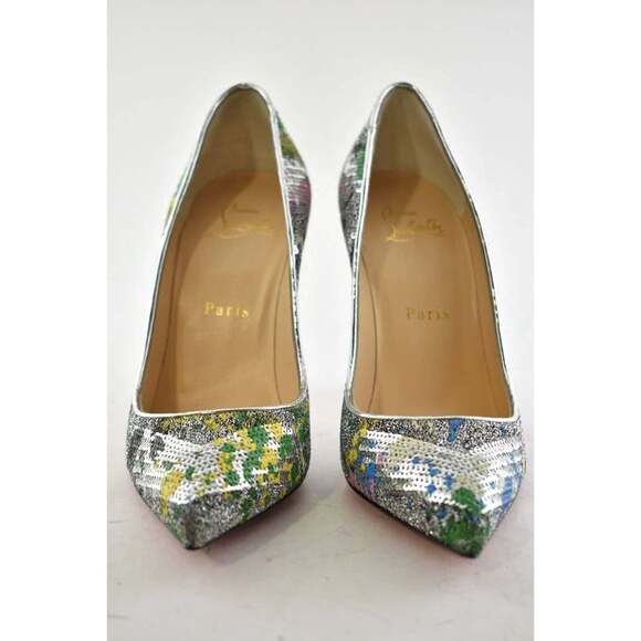 Christian Louboutin Pigalle Follies 100 Paillette Splash Sequin Heel Pump 37.5 - Picture 5 of 11